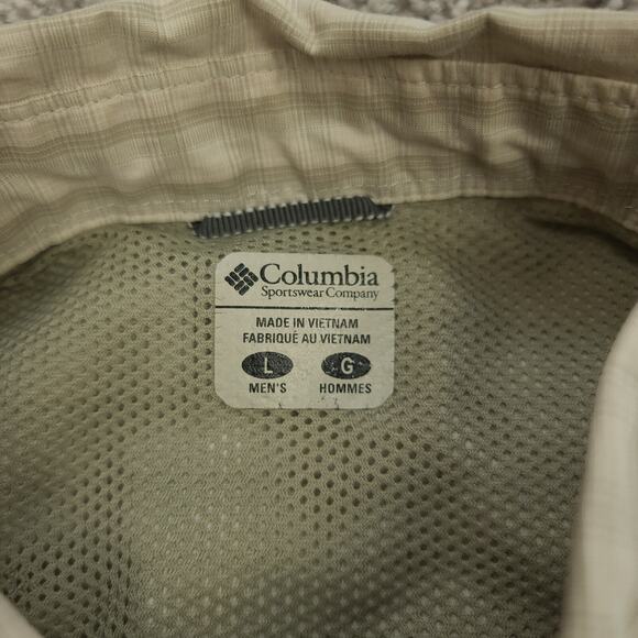 Columbia PFG Long Sleeve Button Up Shirt Mens Large Beige Plaid Fishing - Picture 3 of 6